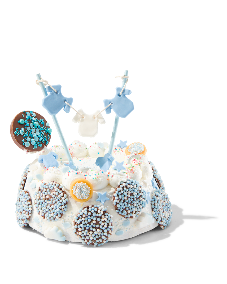 kit de décoration pour gâteau comestible étape 5 vermicelles - fête bébé bleu - 10280020 - HEMA